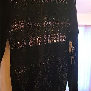 zip up velour and sequin top